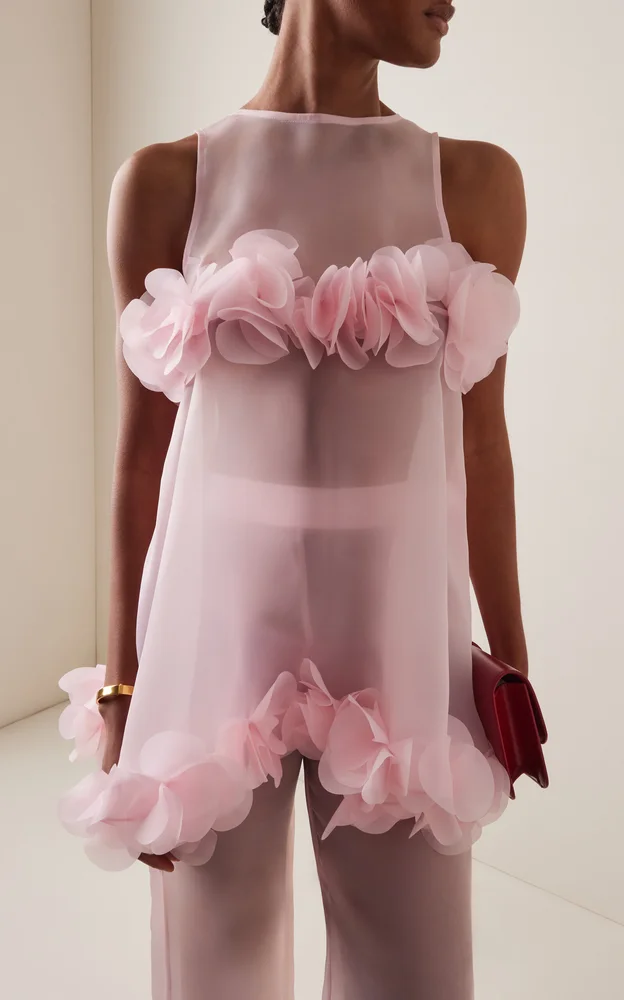 Exclusive Flora Embellished Organza Top
