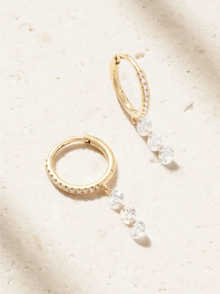 18-karat gold diamond hoop earrings