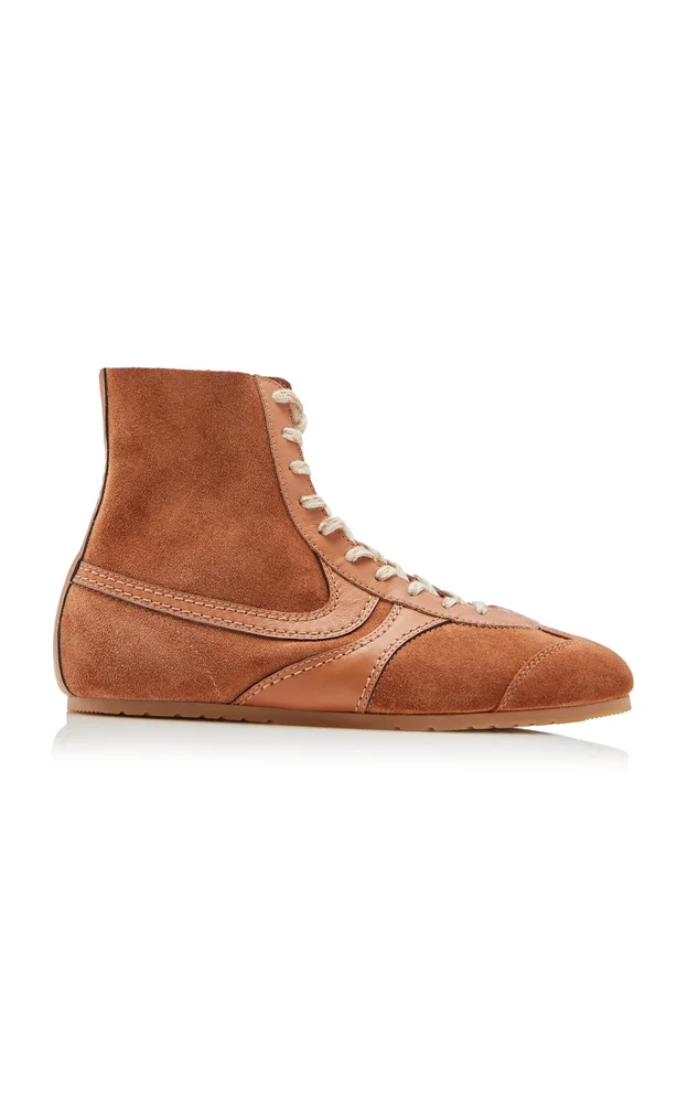 Leather-Trimmed Suede Sneakers