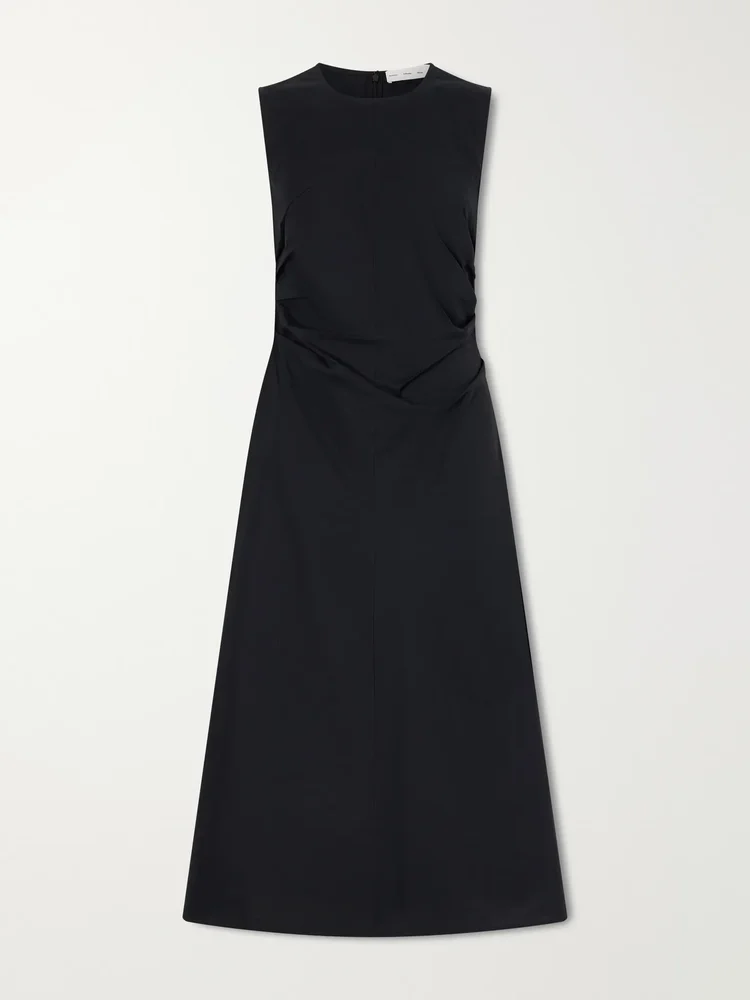 Anoushka ruched cotton-blend poplin midi dress