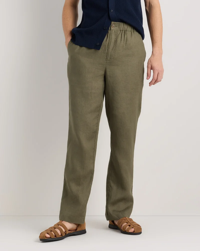 100% European Linen Pants in Deep Navy