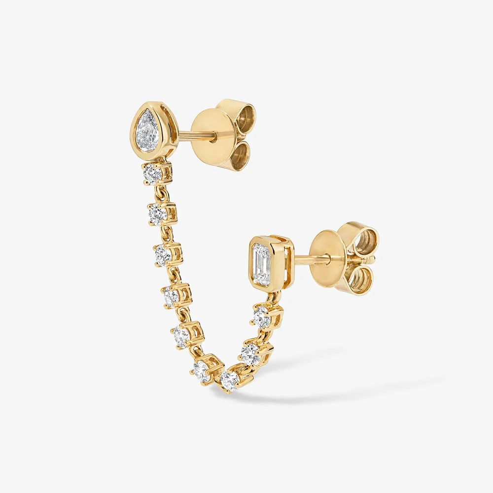 Celeste Pear and Emerald Diamond Chain Earring
