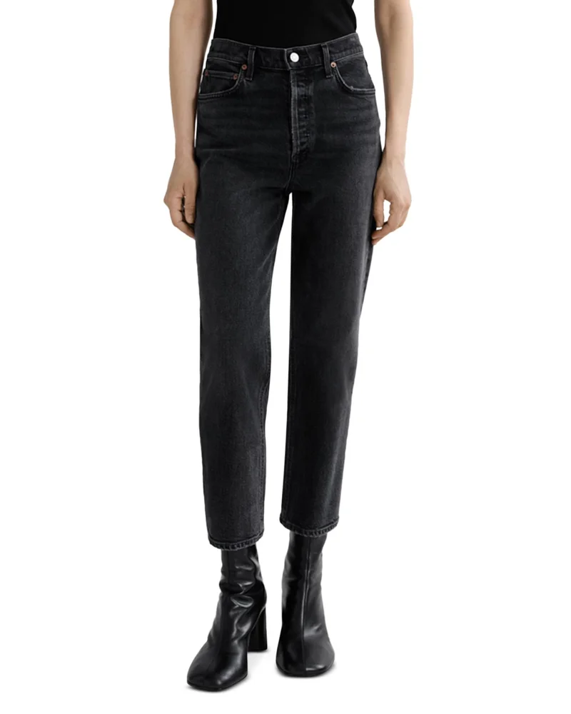 90s Pinch Waist High Rise Ankle Straight Jeans in Radius
