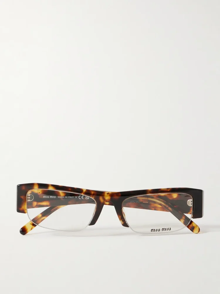 Miu Miu Vedette Square-Frame Tortoiseshell Acetate Sunglasses