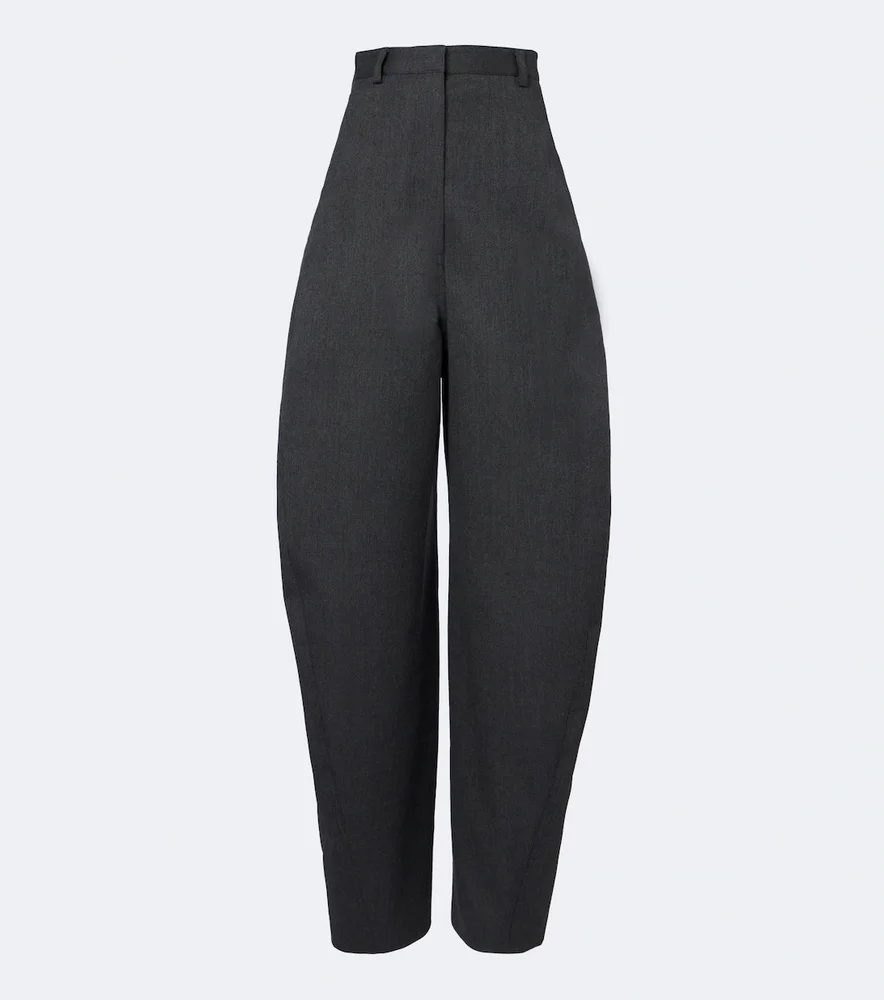 Wool barrel-leg pants