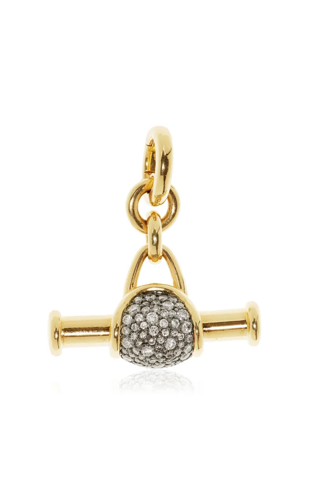 Bar Floret 14K Yellow Gold Diamond Pendant