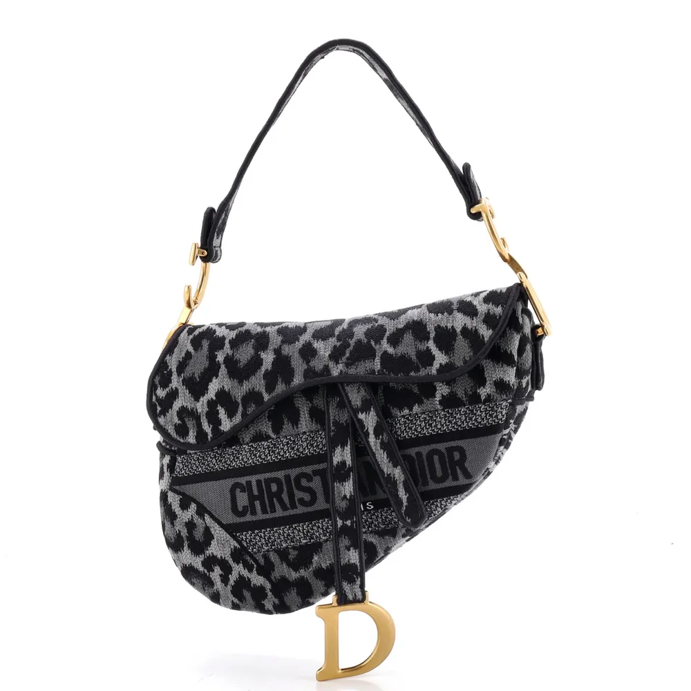 Dior Saddle Handbag Mizza Embroidered Canvas Medium, Black