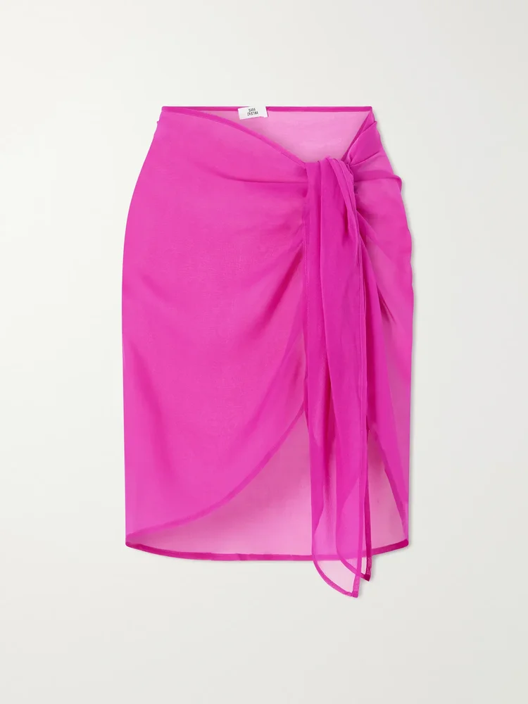 Silk-chiffon pareo