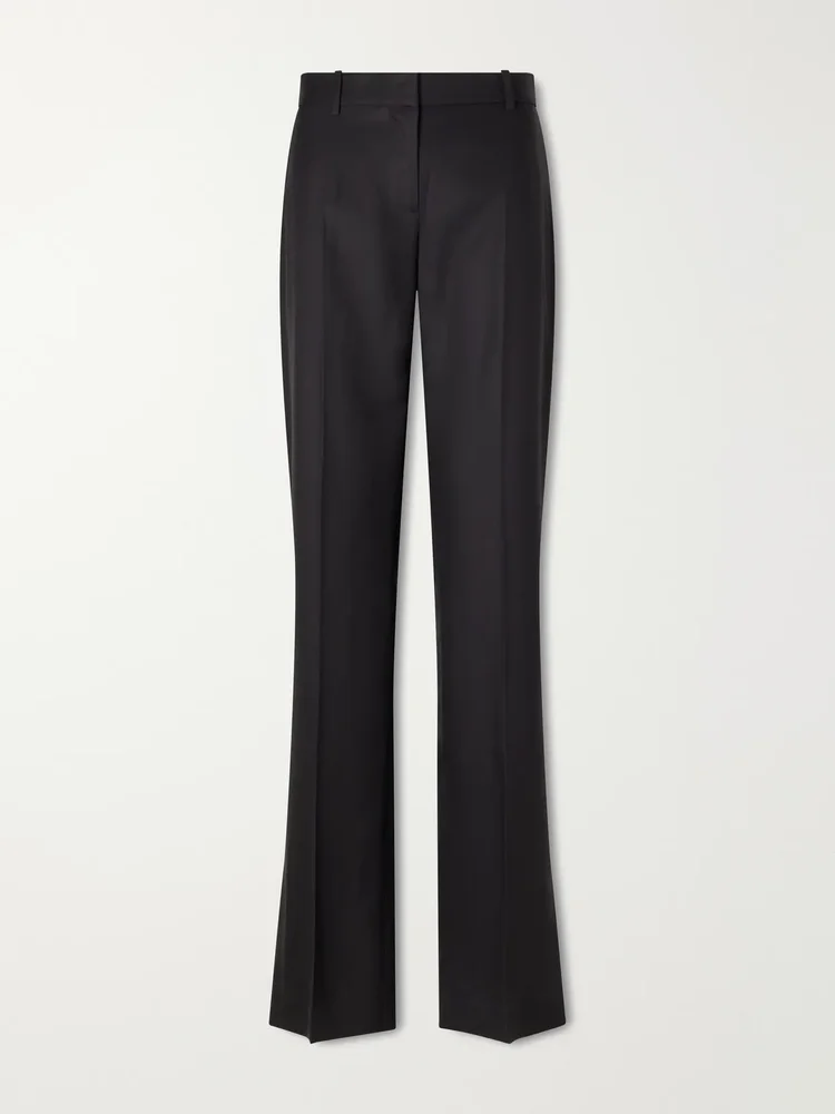 petula pleated silk twill straight leg pants