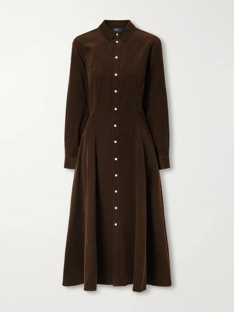 Cotton-corduroy midi dress