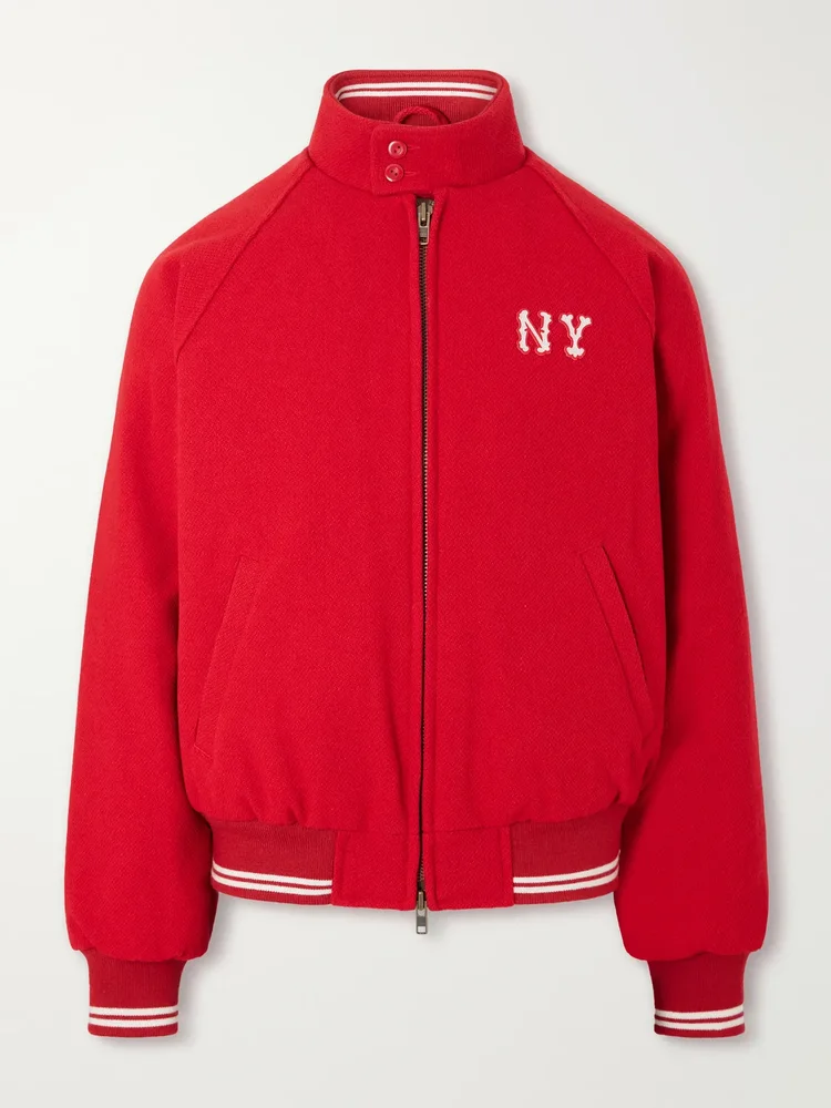 Ny Highlanders Logo-Embroidered Wool-Blend Varsity Jacket