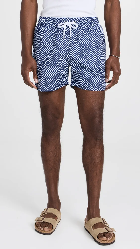 Angra Print Sport Shorts 4.75" (Navy Blue)