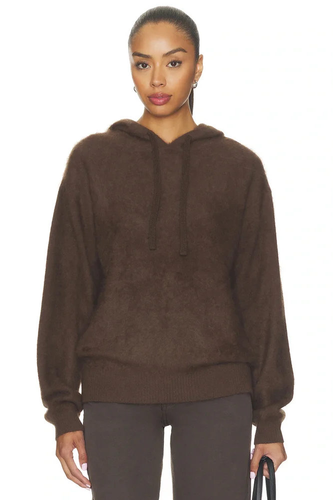 Illaria Brushed Wool Hoodie in Chocolate Brown