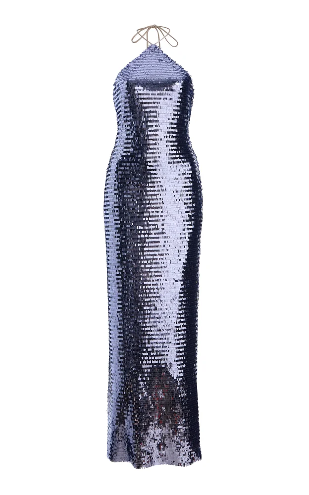 Sequined Maxi Halter Dress