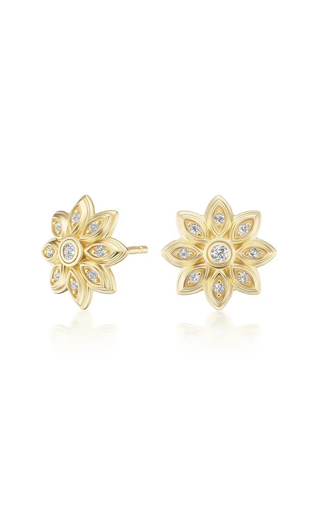 Bloom 18K Yellow Gold Diamond Stud Earrings