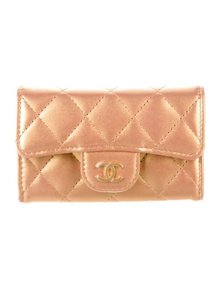 Interlocking CC Logo Leather Compact Wallet