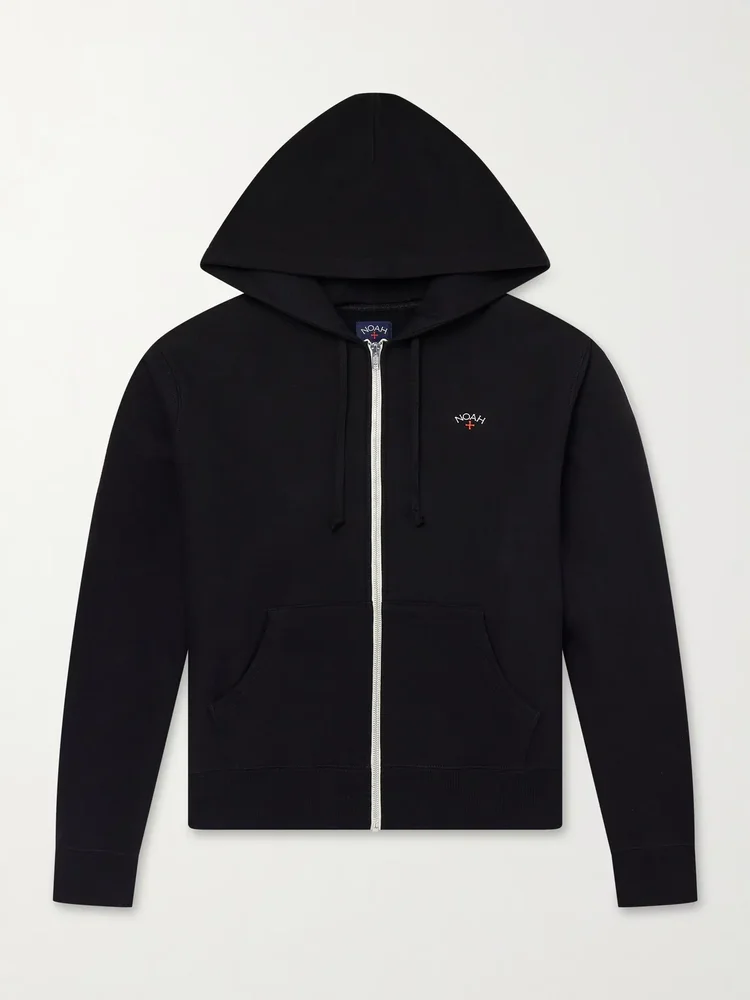 Logo-Embroidered Cotton-Jersey Zip-Up Hoodie
