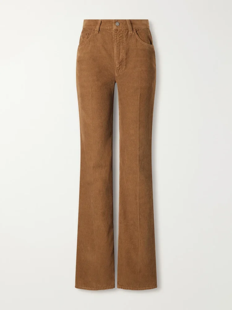 high rise cotton corduroy flared pants