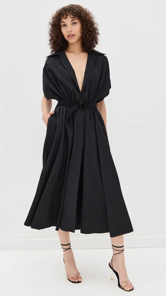 Belted Flared Midi Shirt Dress