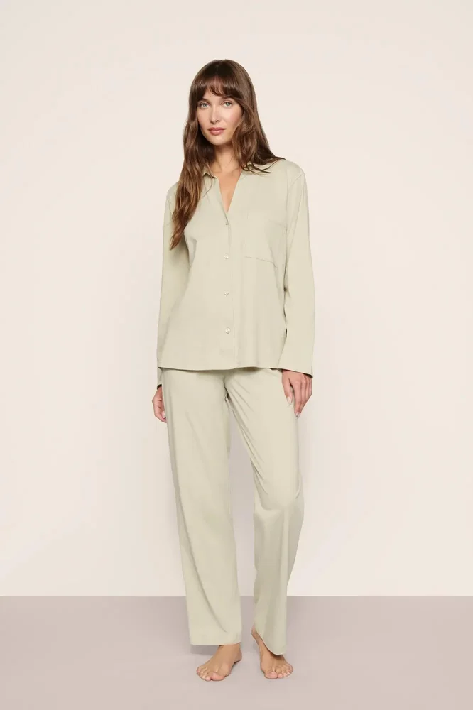 Organic Pima Cotton Long PJ Set, Sandstone