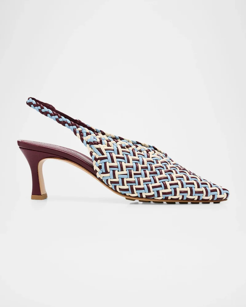 60mm Sofia Intrecciato Leather Slingback Pumps