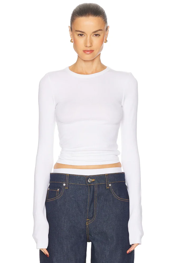 Crew Neck Extra Long Sleeve Tee