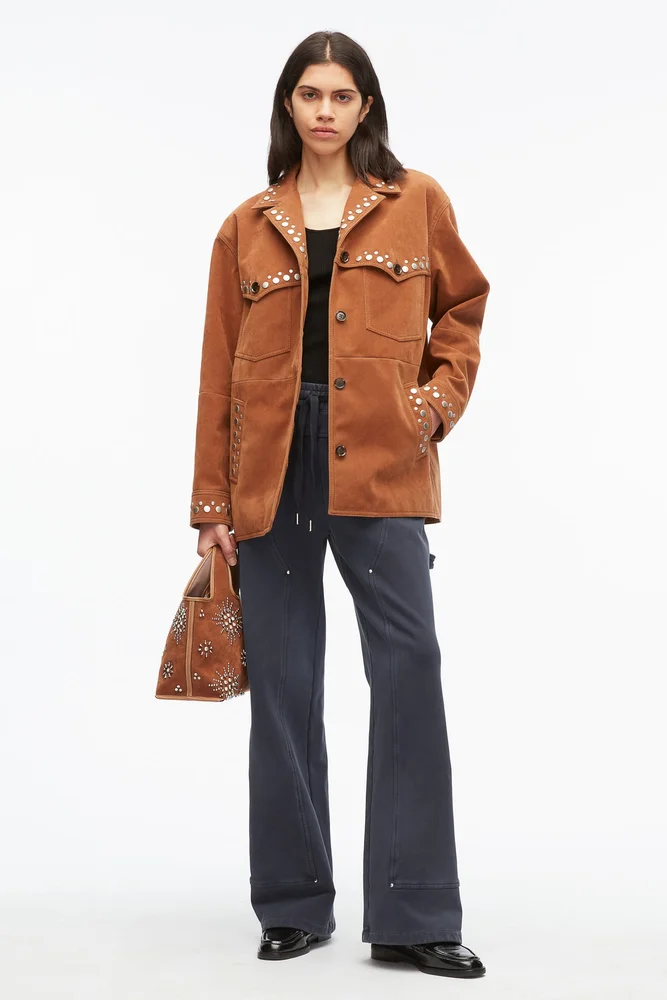 Western Studded Faux Suede Jacket