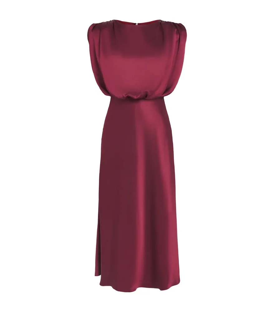 Satin Flora Midi Dress