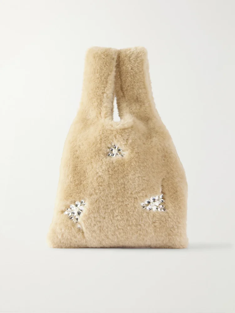 Shearling-effect shoulder bag