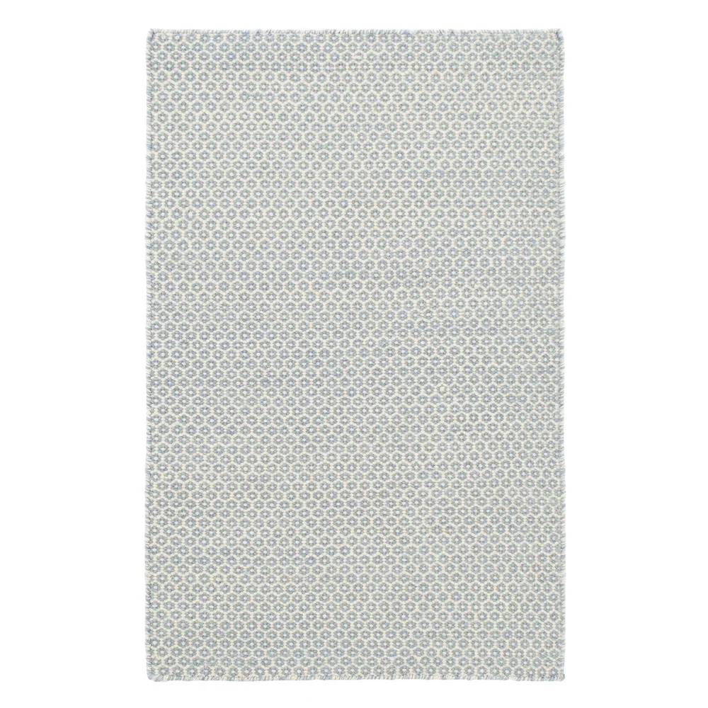 Honeycomb Handwoven Wool Rug in French Blue/Ivory