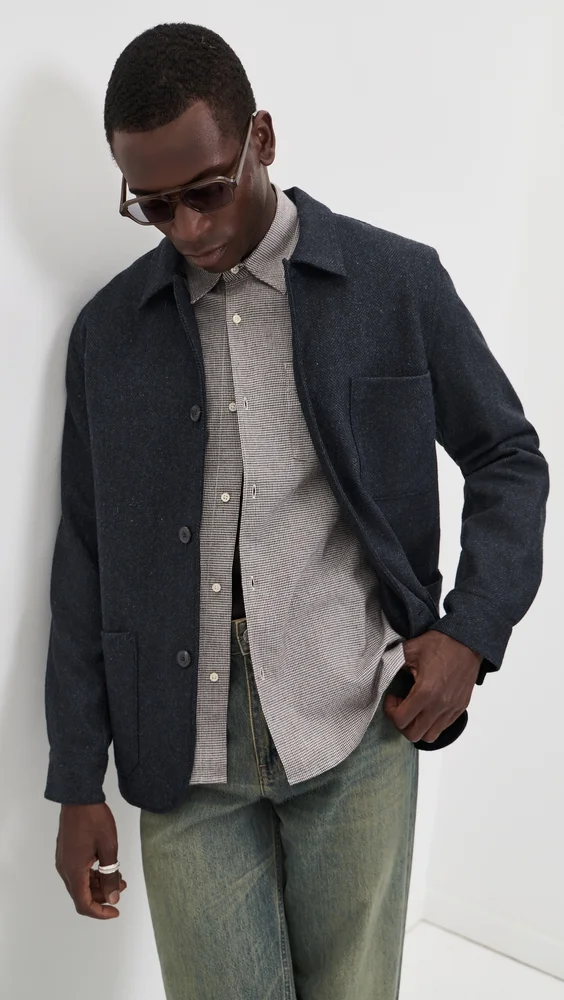 Labura Herringbone Wool Shacket (Navy)