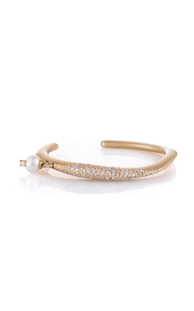 Floating Joy 18K Yellow Gold Diamond and Pearl Cuff