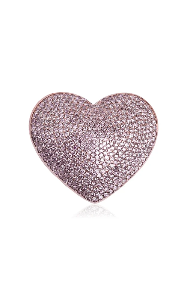 Pink Diamonds Heart 18K Rose Gold Bag Charm