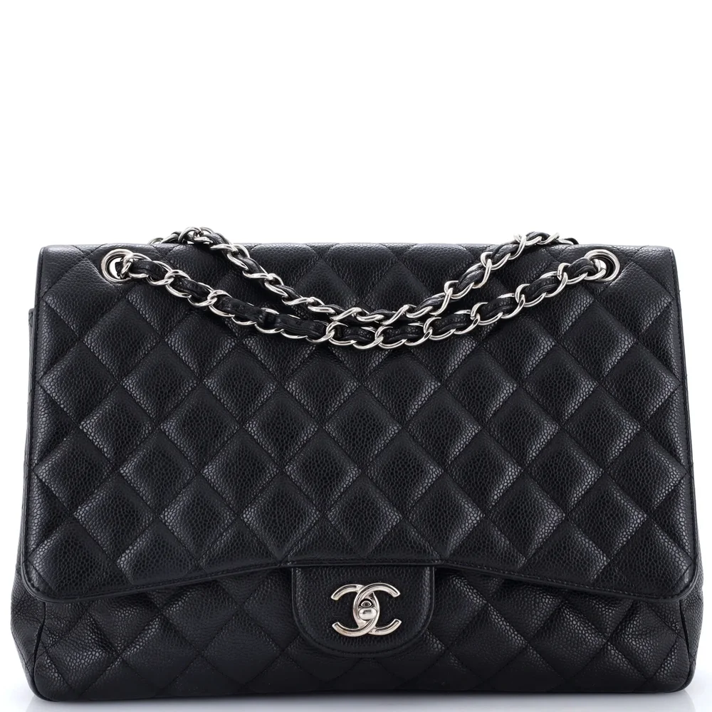 Pre-Owned Classic Single Flap Bag Quilted Caviar Maxi