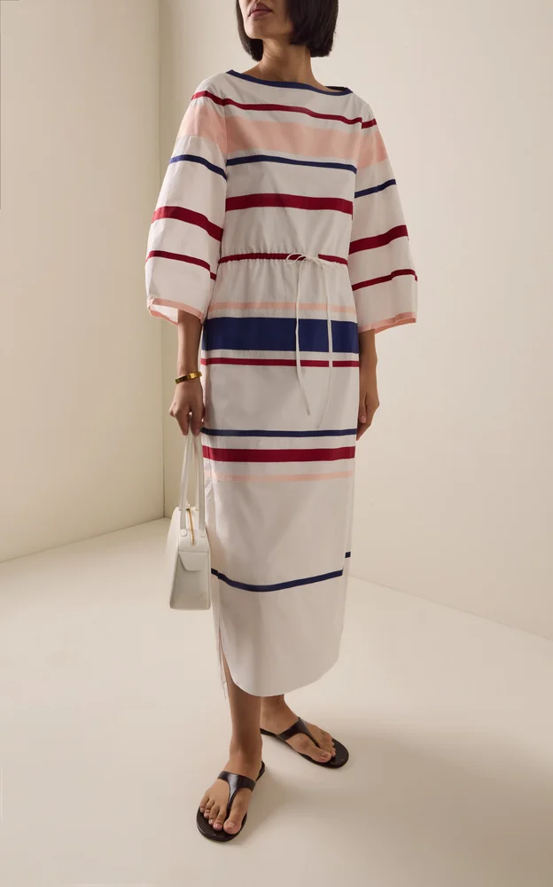 Ribbon Caftan Cotton Poplin Dress