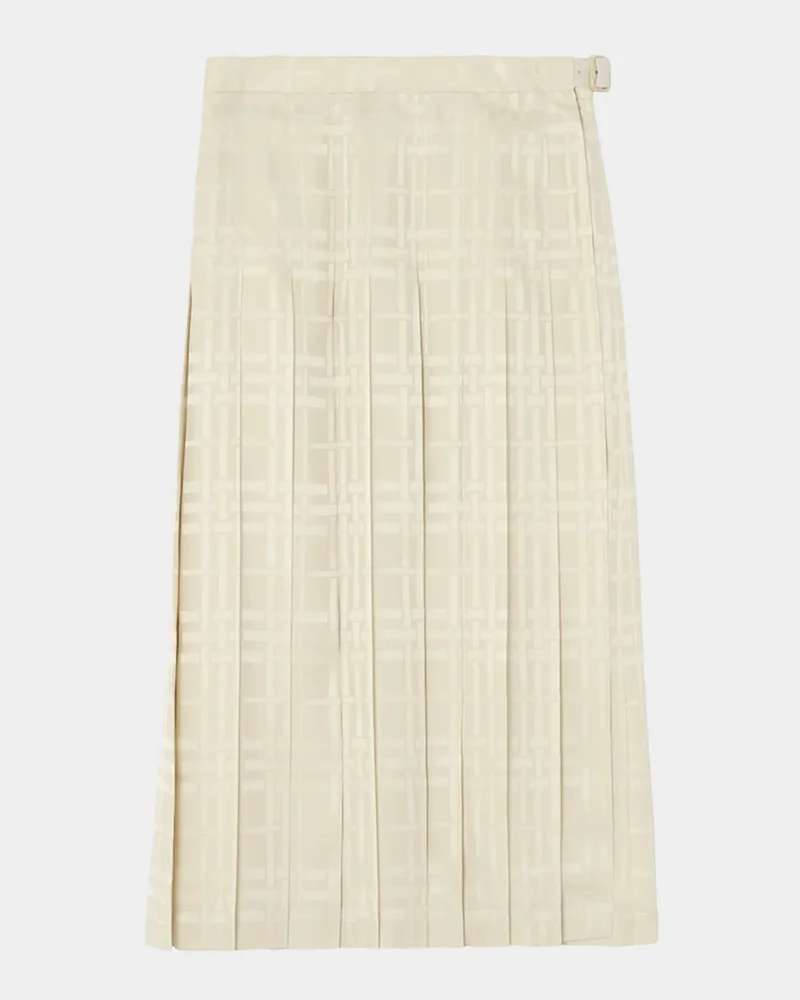 Annalie Jacquard-Check Silk Midi Skirt