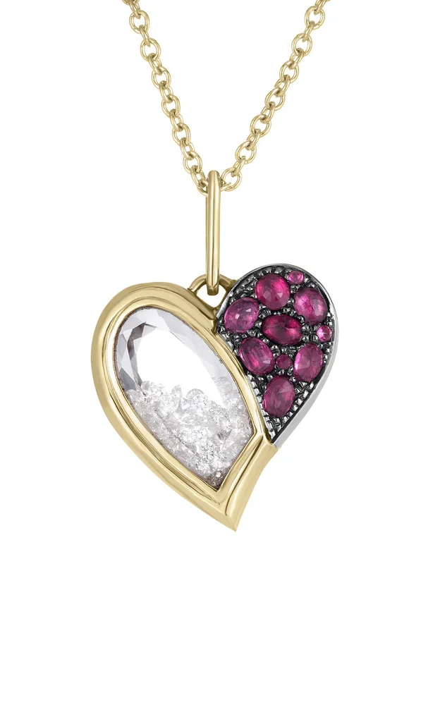 Afeto Antique 18K Yellow Gold, Ruby, And Diamond Necklace
