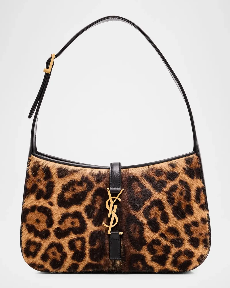 Le 5 A 7 Shoulder Bag in Leopard-Print Calf Hair