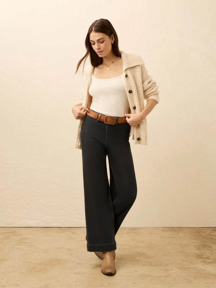 Stretch Terry Sailor Trouser, Onyx Black