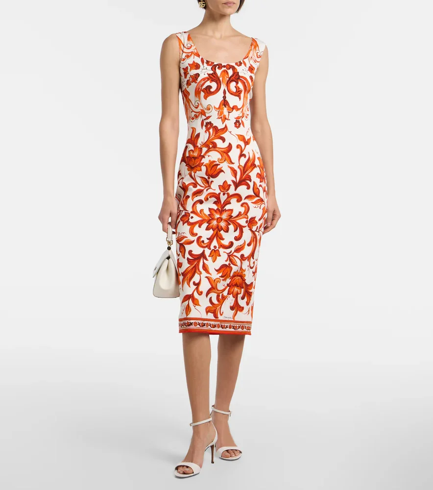 Majolica silk-blend charmeuse midi dress