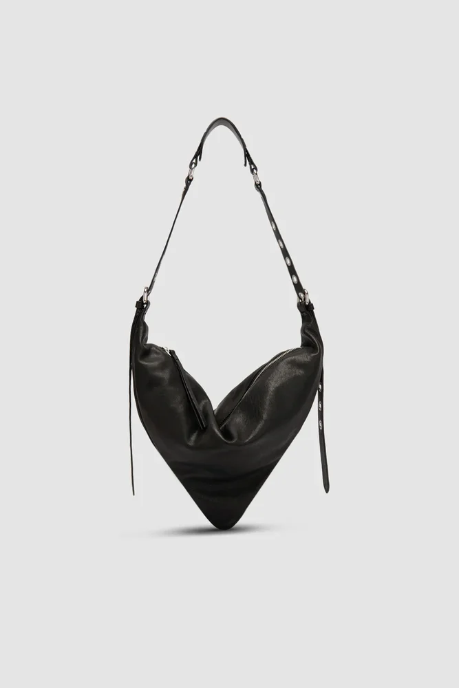 Trayana Black Washed Leather Crossbody Bag