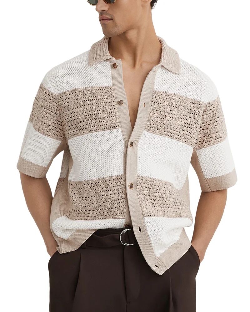 Marek Cotton Block Stripe Knitted Shirt
