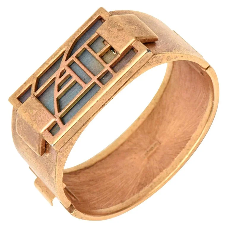 Vintage Hinged Cuff with Stained Glass