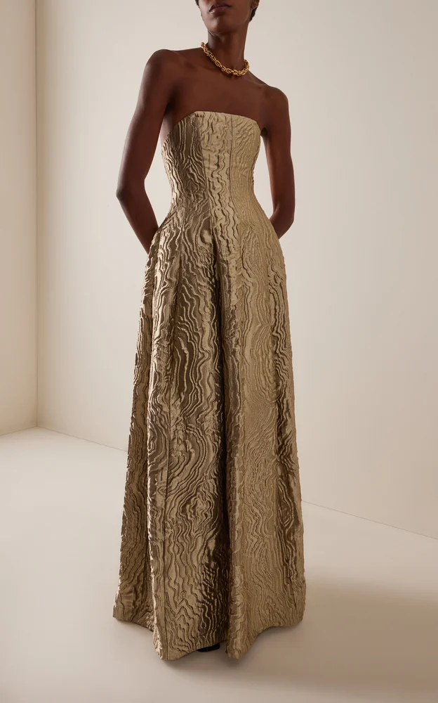 Celeste Metallic Jacquard Gown