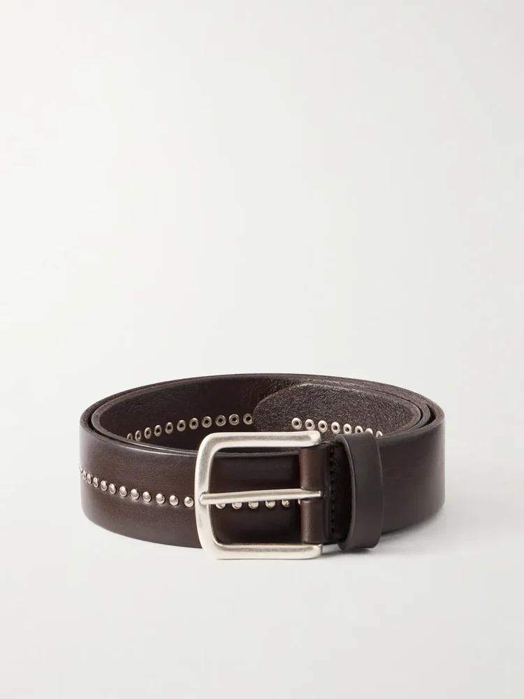 3cm Stud-Embellished Leather Belt