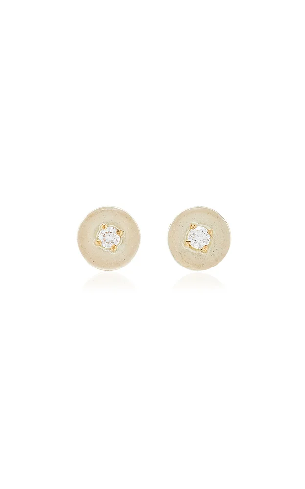 Orbit Small 18K Yellow Gold Diamond, Aquamarine Earrings