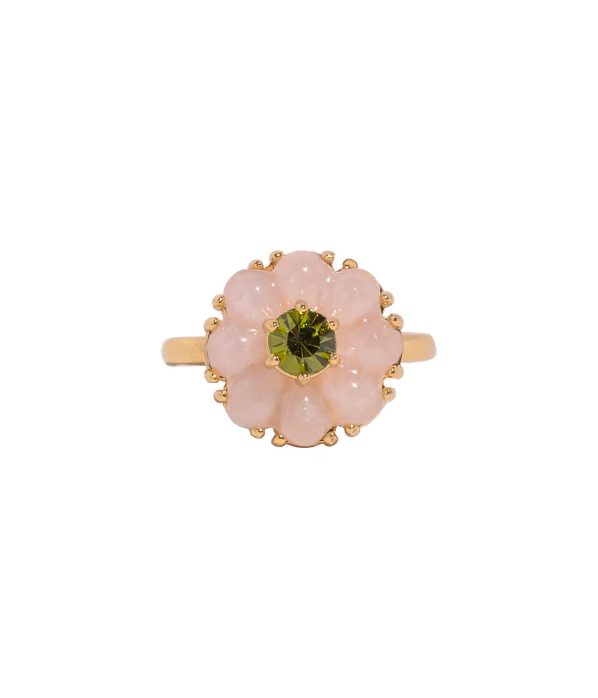 Emeline Flower Ring in Rose Quartz
