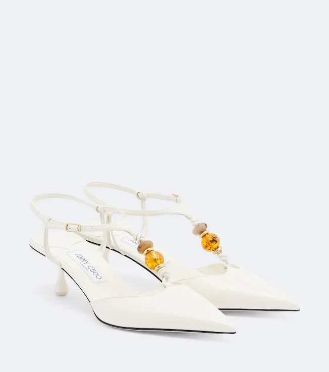 Embellished leather pumps