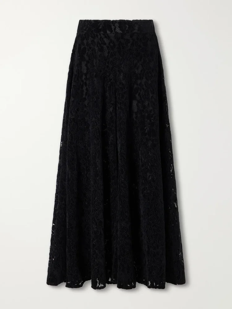 Vittoria velvet lace high-waist wide-leg pants