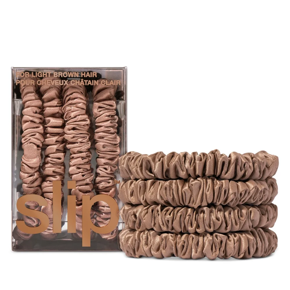 Pure Silk Skinny Scrunchies, Set of 4